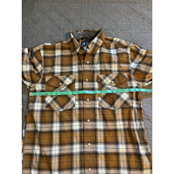 Carhartt relaxed fit ruggged flex brown plaid pearl snap button up men’s medium - Picture 5 of 8